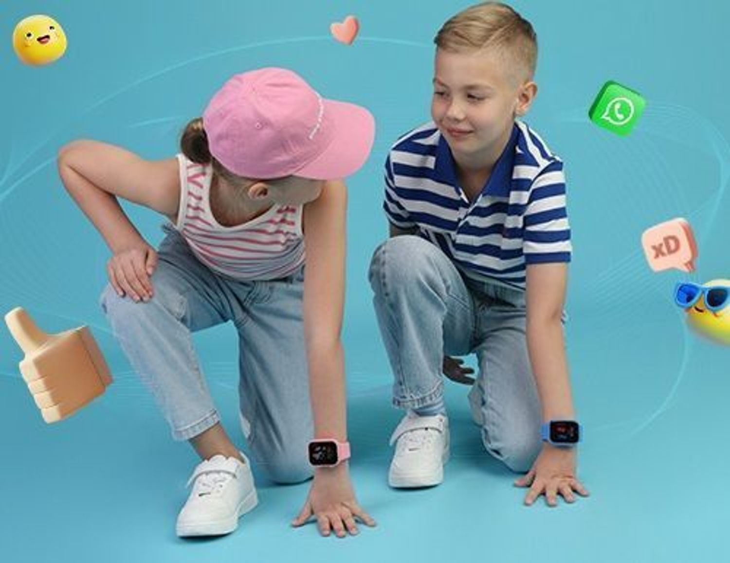 Smartwatch Garett Kids Twin 2 4G w kolorze niebieskim – lokalizacja GPS, dwie kamery, połączenia wideo i głosowe, przycisk SOS i kontrola rodzicielska. 2.webp